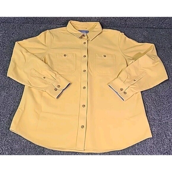 LL Bean Women's Long Sleeve Button Up 278559 Yellow Cotton Size Large Regular - Picture 1 of 10